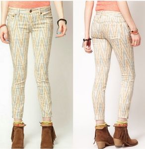 Free People Ikat Skinny Ankle Zip Jeans Size 27